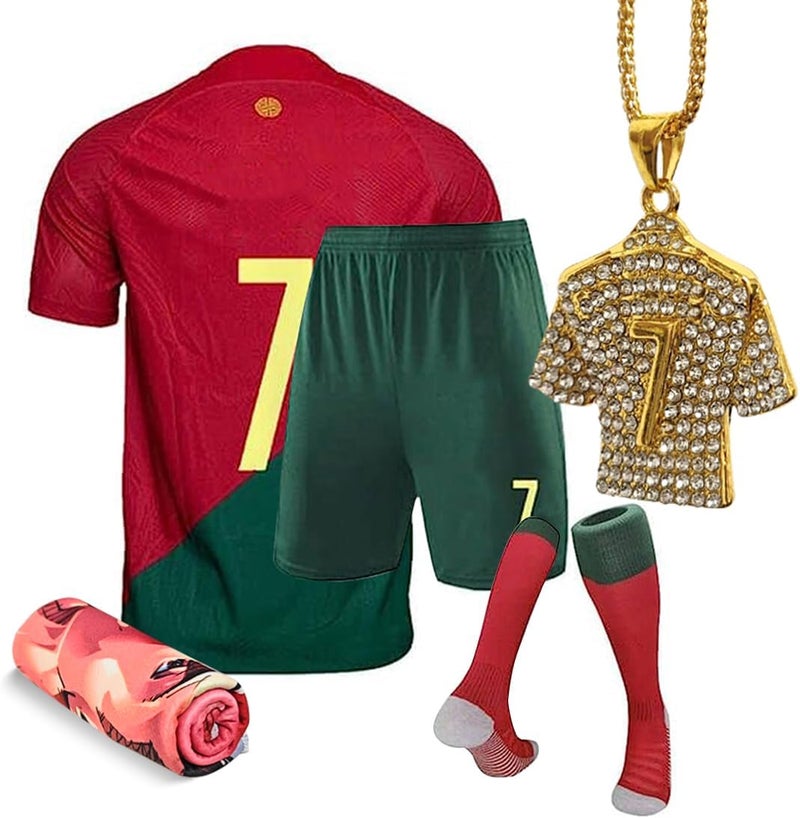 HOMPAY Soccer Jersey Boys,soccer jersey kids sportswear youth football uniforms with socks and necklaces,Cooling Towel. - Image 1